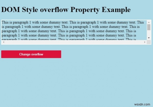 HTML DOM स्टाइल ओवरफ्लो प्रॉपर्टी 