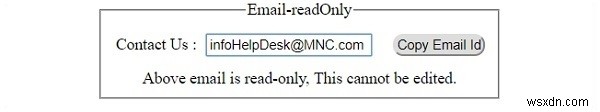 HTML DOM इनपुट ईमेल केवल पढ़ने योग्य संपत्ति 