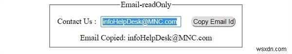 HTML DOM इनपुट ईमेल केवल पढ़ने योग्य संपत्ति 