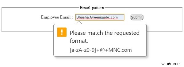 HTML DOM इनपुट ईमेल पैटर्न प्रॉपर्टी 