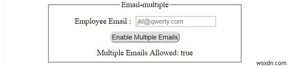 एचटीएमएल डोम इनपुट ईमेल एकाधिक संपत्ति 