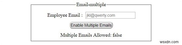 एचटीएमएल डोम इनपुट ईमेल एकाधिक संपत्ति 