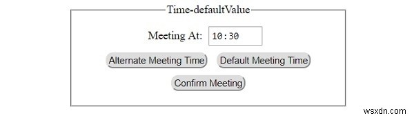 HTML DOM इनपुट टाइम डिफॉल्टवैल्यू प्रॉपर्टी 