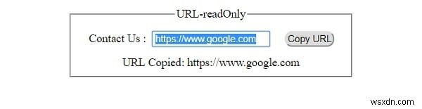 HTML DOM इनपुट URL केवल पढ़ने योग्य संपत्ति 