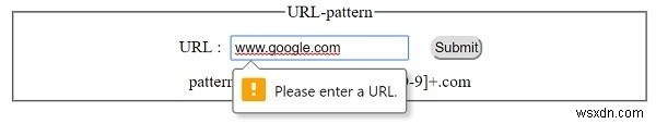 HTML DOM इनपुट URL पैटर्न प्रॉपर्टी 