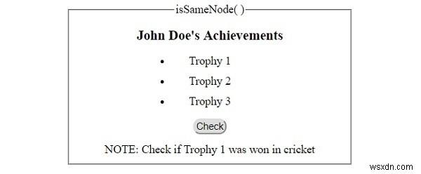 HTML DOM isSameNode ( ) विधि 