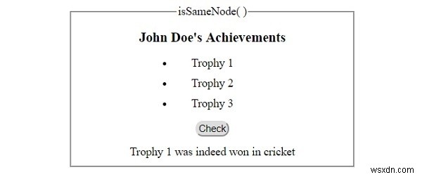 HTML DOM isSameNode ( ) विधि 