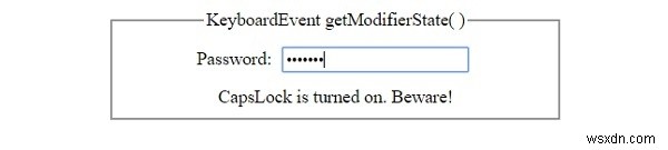एचटीएमएल डोम कीबोर्डइवेंट getModifierState() विधि 