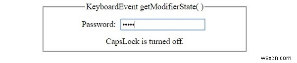 एचटीएमएल डोम कीबोर्डइवेंट getModifierState() विधि 