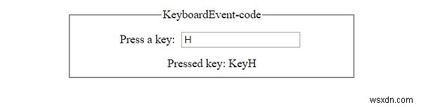 एचटीएमएल डोम कीबोर्डइवेंट कोड संपत्ति 