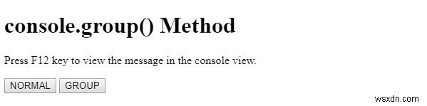 एचटीएमएल डोम कंसोल.ग्रुप () विधि 