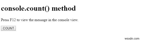 एचटीएमएल डोम कंसोल.गिनती () विधि 