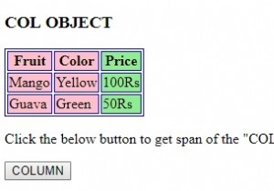 HTML DOM कॉलम ऑब्जेक्ट 