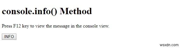 एचटीएमएल डोम कंसोल.इन्फो () विधि 