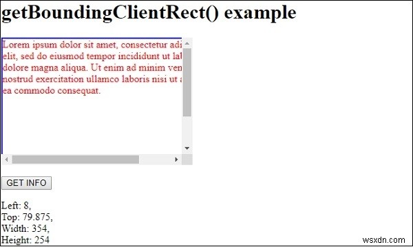 HTML DOM getBoundingClientRect () विधि 