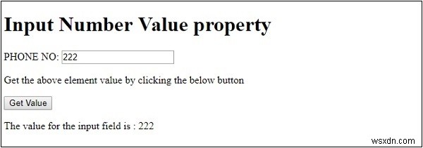 HTML DOM इनपुट नंबर वैल्यू प्रॉपर्टी 