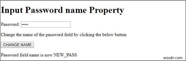 एचटीएमएल डोम इनपुट पासवर्ड नाम संपत्ति 