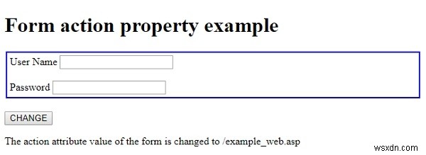 HTML DOM फॉर्म एक्शन प्रॉपर्टी 