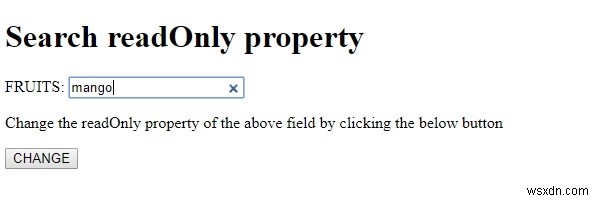 HTML DOM इनपुट सर्च केवल पढ़ने योग्य संपत्ति 