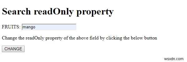 HTML DOM इनपुट सर्च केवल पढ़ने योग्य संपत्ति 