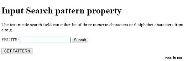 HTML DOM इनपुट सर्च पैटर्न प्रॉपर्टी 