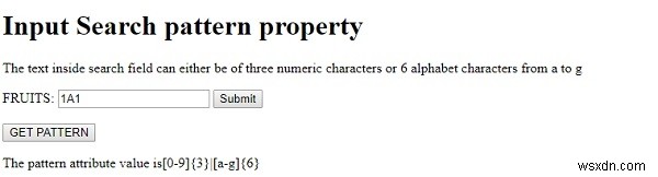 HTML DOM इनपुट सर्च पैटर्न प्रॉपर्टी 
