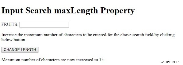 HTML DOM इनपुट सर्च मैक्सलेंथ प्रॉपर्टी 