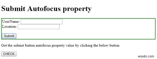 एचटीएमएल डोम इनपुट ऑटोफोकस संपत्ति जमा करें 