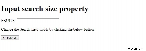 HTML DOM इनपुट सर्च साइज प्रॉपर्टी 