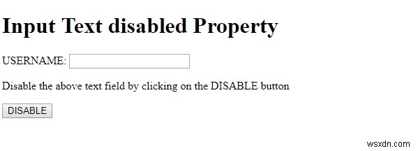 HTML DOM इनपुट टेक्स्ट अक्षम संपत्ति 