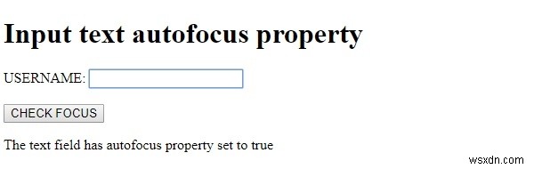 HTML DOM इनपुट टेक्स्ट ऑटोफोकस प्रॉपर्टी 