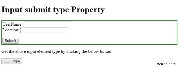 एचटीएमएल डोम इनपुट सबमिट प्रकार संपत्ति 