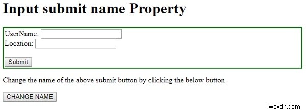 एचटीएमएल डोम इनपुट नाम संपत्ति जमा करें 