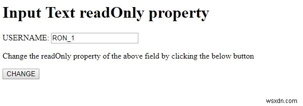 HTML DOM इनपुट टेक्स्ट केवल पढ़ने योग्य संपत्ति 
