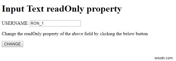 HTML DOM इनपुट टेक्स्ट केवल पढ़ने योग्य संपत्ति 