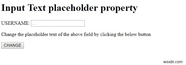 HTML DOM इनपुट टेक्स्ट प्लेसहोल्डर प्रॉपर्टी 