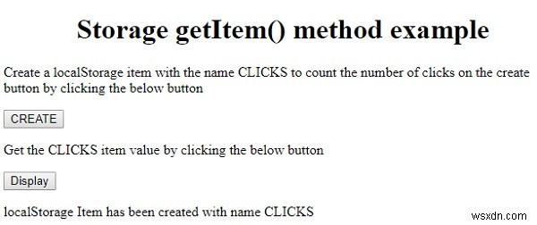 HTML DOM स्टोरेज getItem () मेथड 