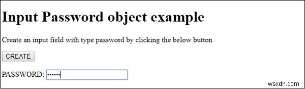 HTML DOM इनपुट पासवर्ड ऑब्जेक्ट 