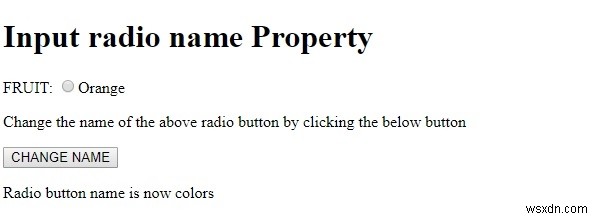 एचटीएमएल डोम इनपुट रेडियो नाम संपत्ति 