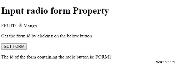 एचटीएमएल डोम इनपुट रेडियो फॉर्म संपत्ति 