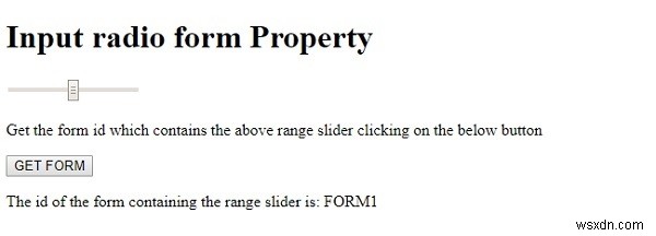 HTML DOM इनपुट रेंज फॉर्म प्रॉपर्टी 