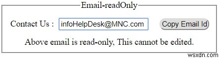 HTML इनपुट केवल पढ़ने के लिए विशेषता 