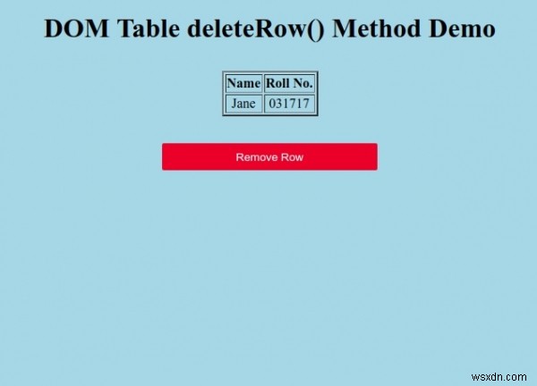 HTML DOM टेबल डिलीटरो () मेथड 