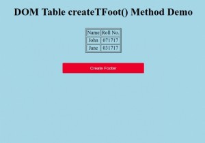 HTML DOM टेबल createTFoot () मेथड 