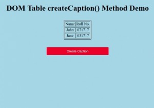HTML DOM टेबल क्रिएटकैप्शन () मेथड 