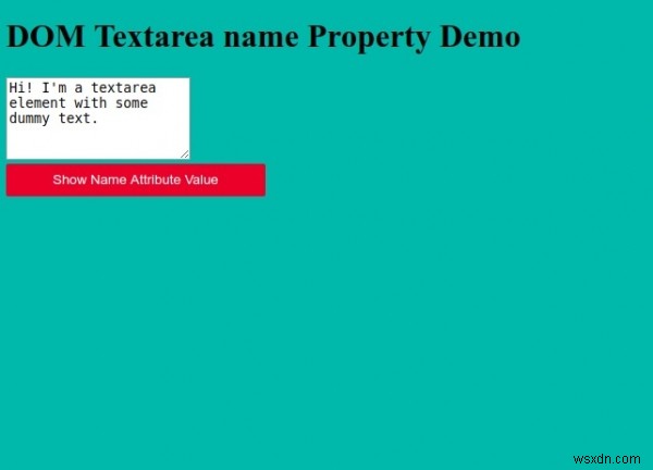 HTML DOM टेक्सटेरिया नाम संपत्ति 
