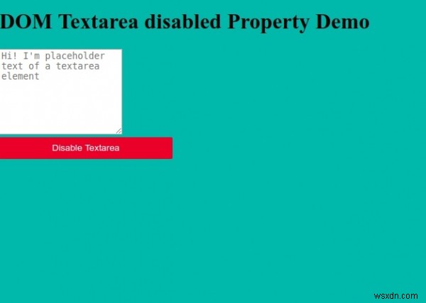 HTML DOM Textarea अक्षम संपत्ति 