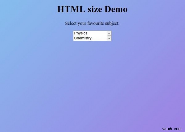 HTML आकार विशेषता 