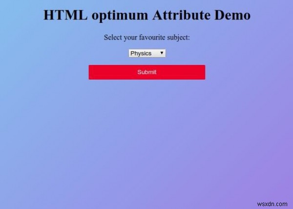 HTML विकल्प मान विशेषता 
