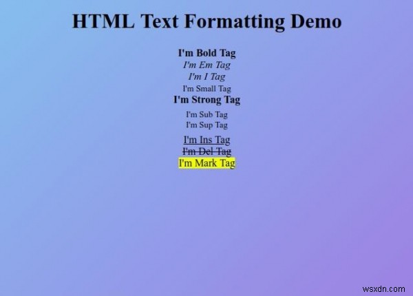 HTML टेक्स्ट फ़ॉर्मेटिंग 